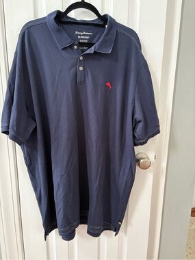 Tommy Bahama Navy Polo with Red Dolphin Accent